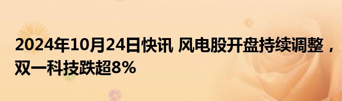 2024年10月24日快讯 风电股开盘持续调整，双一科技跌超8%