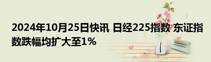 2024年10月25日快讯 日经225指数 东证指数跌幅均扩大至1%