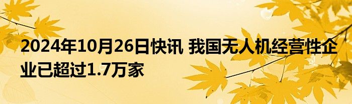 2024年10月26日快讯 我国无人机经营性企业已超过1.7万家