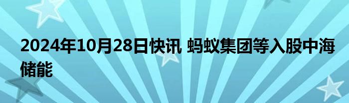 2024年10月28日快讯 蚂蚁集团等入股中海储能