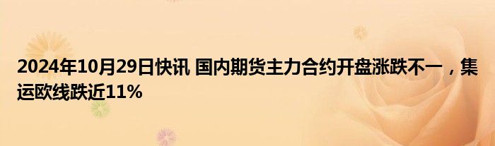 2024年10月29日快讯 国内期货主力合约开盘涨跌不一，集运欧线跌近11%