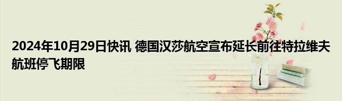 2024年10月29日快讯 德国汉莎航空宣布延长前往特拉维夫航班停飞期限