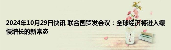 2024年10月29日快讯 联合国贸发会议：全球经济将进入缓慢增长的新常态