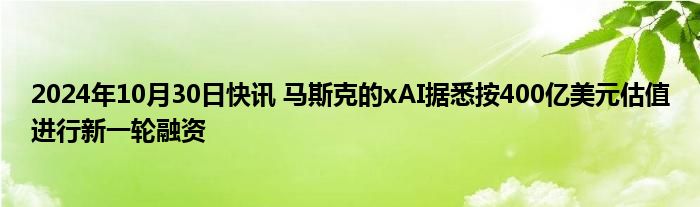 2024年10月30日快讯 马斯克的xAI据悉按400亿美元估值进行新一轮融资